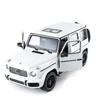 White toy car model on a white background