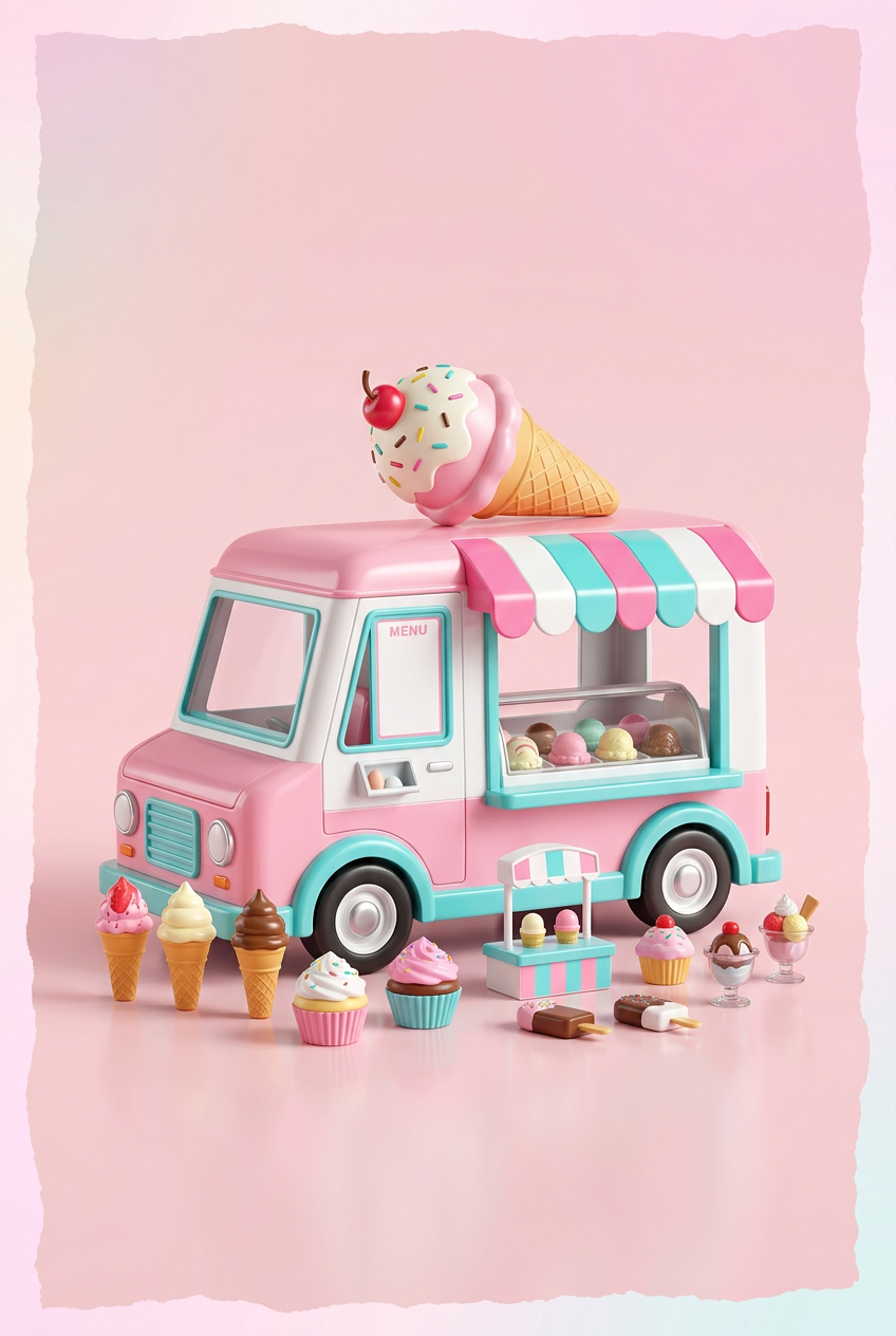 Pastel ice cream truck playset category artwork