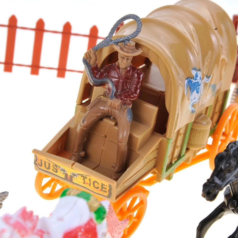 Stagecoach driver with reins in the Wild West playset.