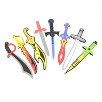 A variety of toy ninja swords in bright colors, ideal for kids' role-play adventures and imaginative play