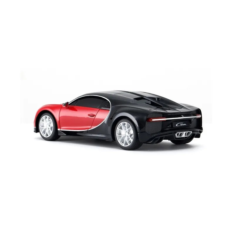 Model car with red and black design on a white background