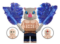 Inosuke Boar Mask Swordsman Custom Minifig Collectible Toy with Base Plate