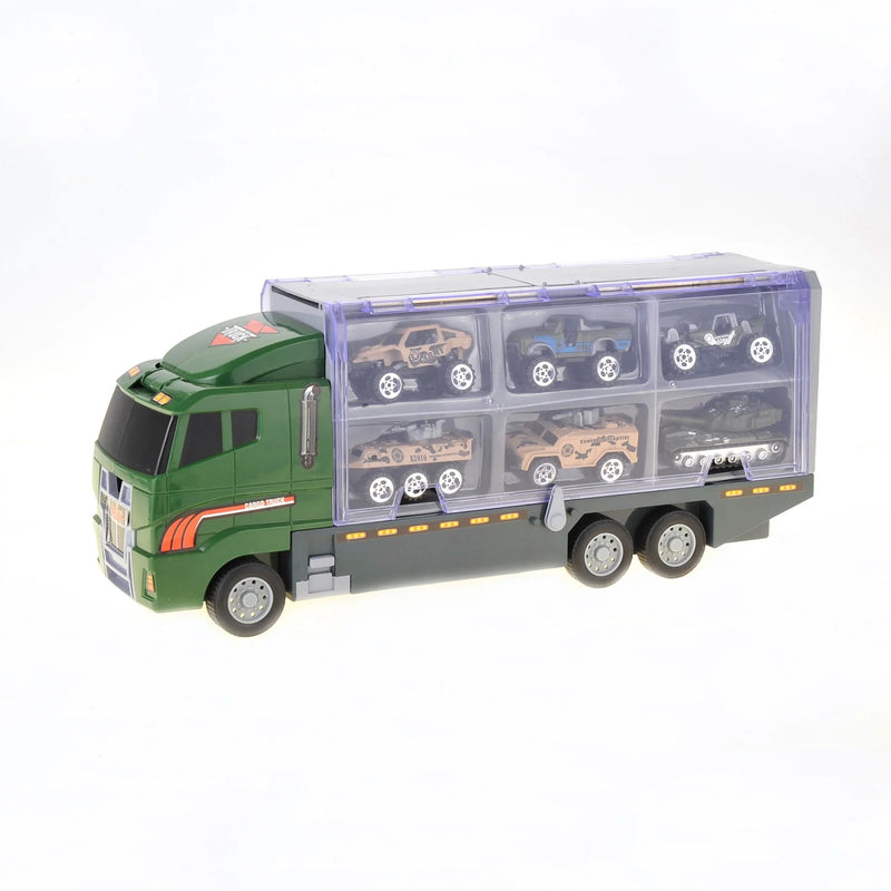 10 in 1 Car Carrier Truck Toy – Military Vehicle Transport Set for Kids