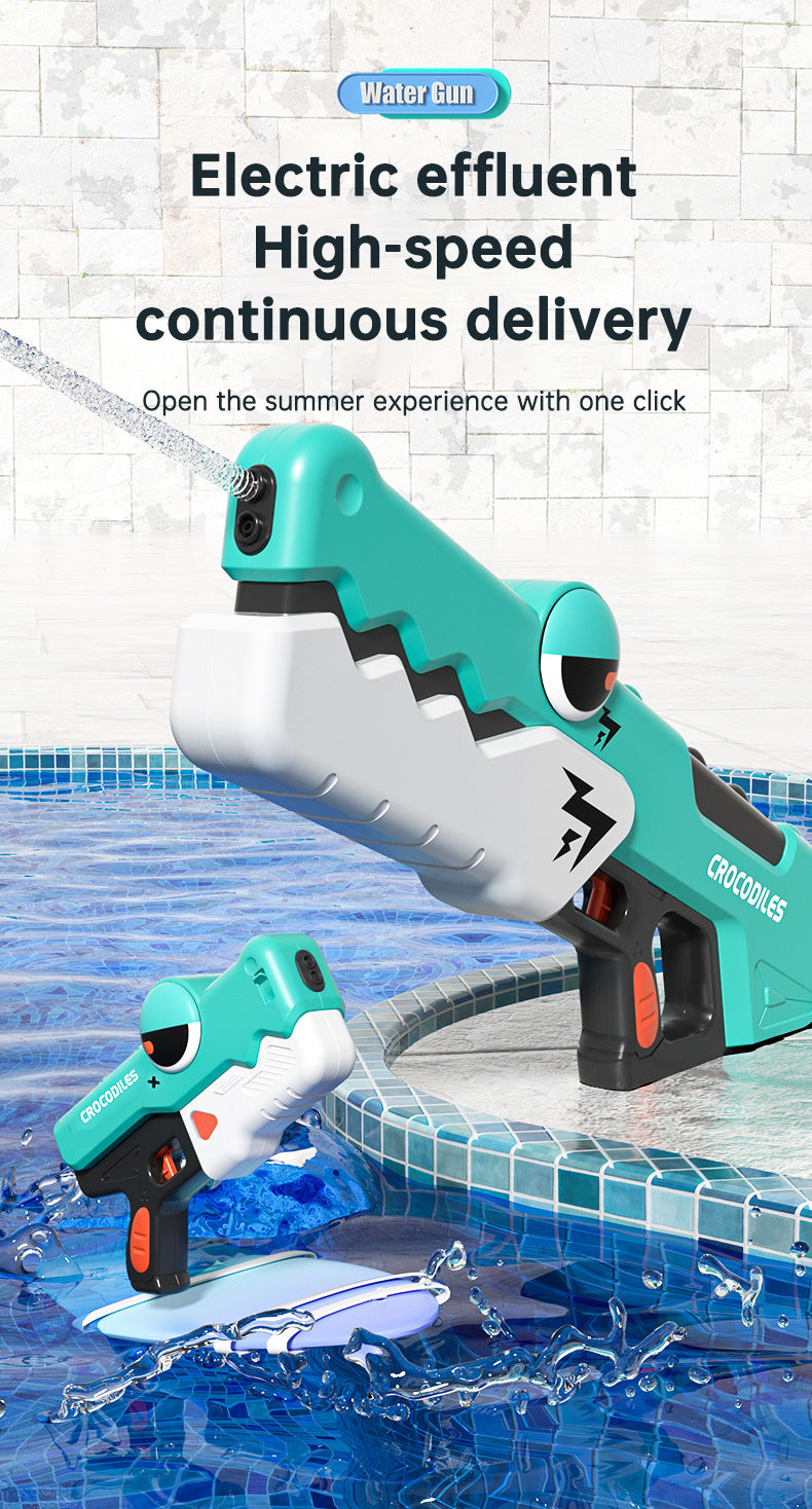 Cute Crocodile Electric Water Gun — Automatic Summer Squirt Toy for Kids