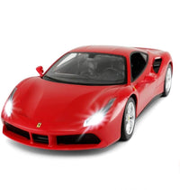 Red sports car model on a white background