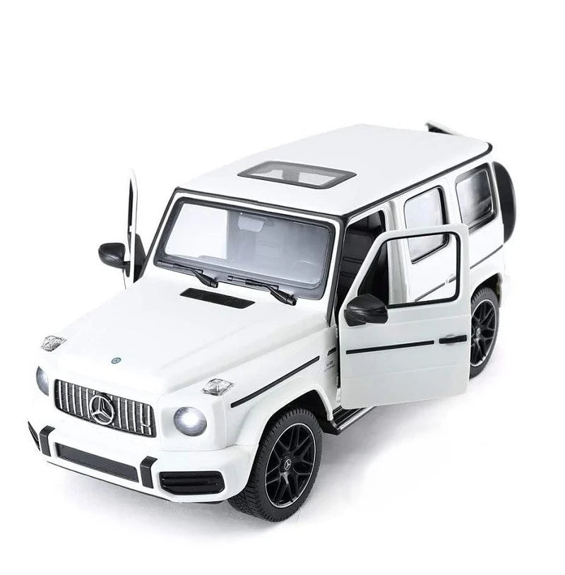 White toy car model on a white background
