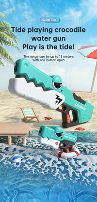 Cute Crocodile Electric Water Gun — Automatic Summer Squirt Toy for Kids