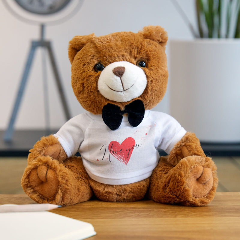 Teddy Bear with T-Shirt - I Love You Design