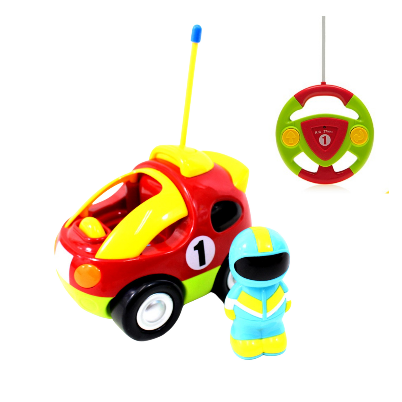 RC Cartoon Car - Lightning Fast 4" Race Car for Toddlers with Lights & Sounds, Red