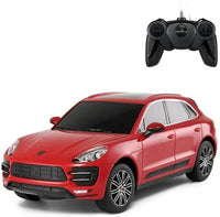 Red toy SUV with a remote control on a white background
