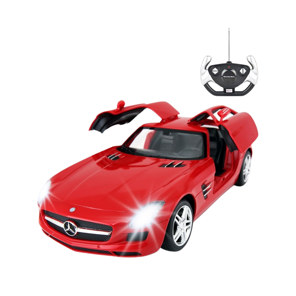 RC Mercedes Benz SLS with Open Doors & Lights - 1:14 Scale - Red