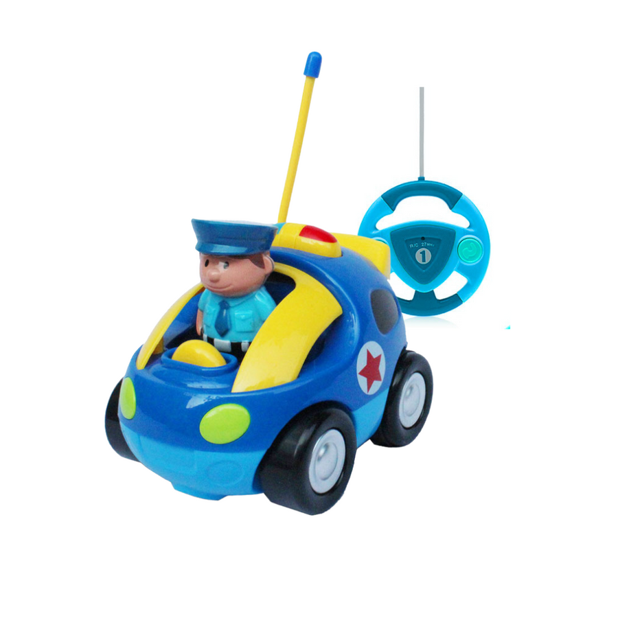 RC Cartoon Car - Fast & Fun 4" Police Car for Toddlers, Blue