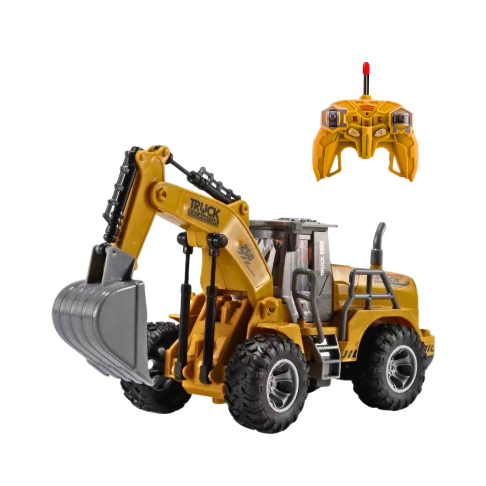 RC Excavator Fun for Kids - 1:30 Scale Remote Control Construction Truck - Bright Yellow