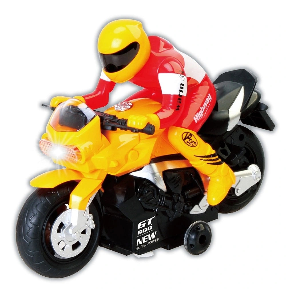 RC Motorcycle Toy 1:12 Scale – Yellow Remote Control Bike with Lights & Sounds