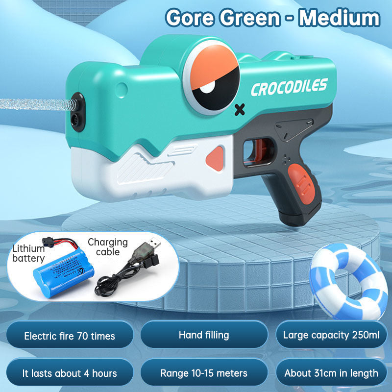 Cute Crocodile Electric Water Gun — Automatic Summer Squirt Toy for Kids