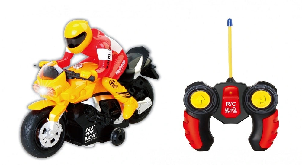 RC Motorcycle Toy 1:12 Scale – Yellow Remote Control Bike with Lights & Sounds