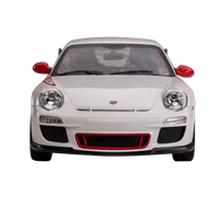 White sports car with red accents on a white background