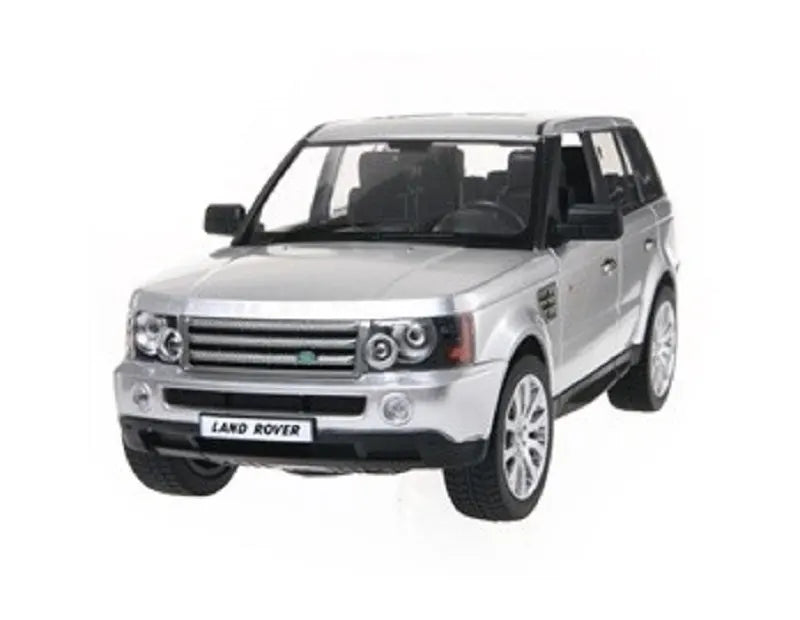 Silver Land Rover on a white background