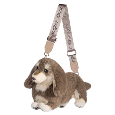 Image of Dachshund Shoulder Bag – Plush Dog Purse for Girls