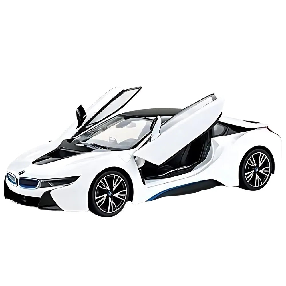 White futuristic car model on a white background