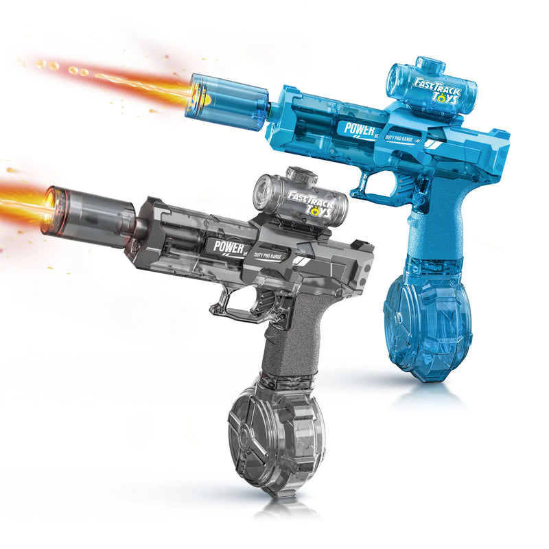 Waveblast Pro Electric Water Gun 2-Pack | Auto Squirt, 32 FT Range, LED, USB-C | Kids & Adults