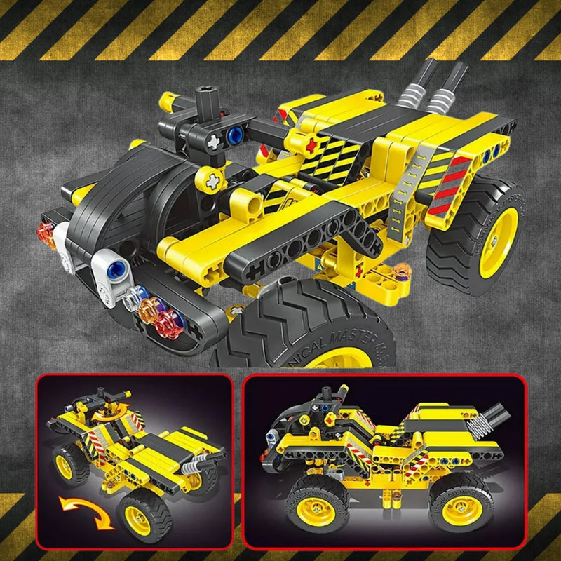 2-in-1 construction vehicle toy for kids, featuring interactive building blocks for engineering fun