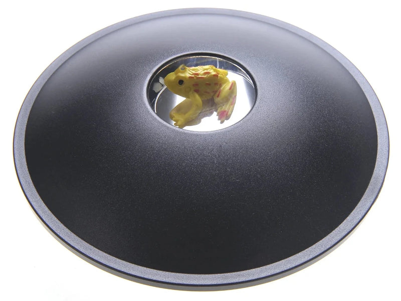 3D hologram frog toy creating an optical illusion with a realistic frog image inside a reflective dome