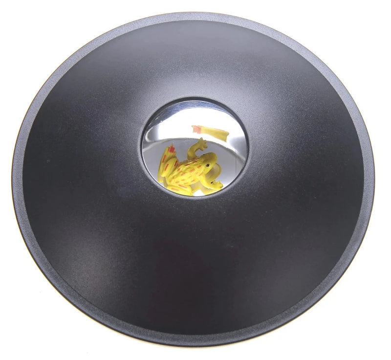 Holographic frog optical illusion toy with a reflective dome and 3D effect, showing a yellow frog.
