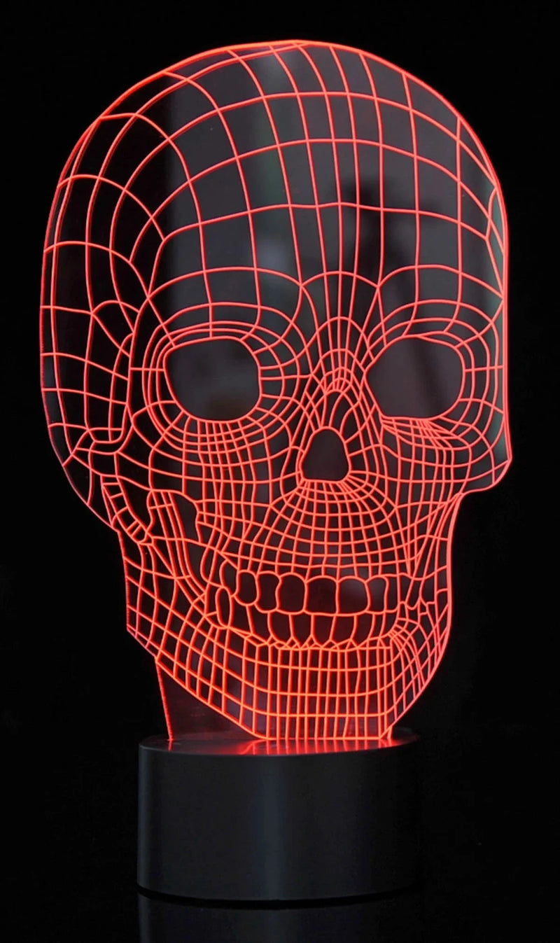 3D LED skull light with red wireframe design, adding a bold and dramatic lighting effect