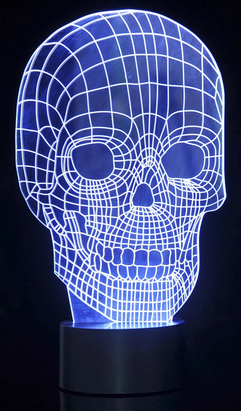 3D LED skull light with white wireframe design for a unique and eerie ambiance