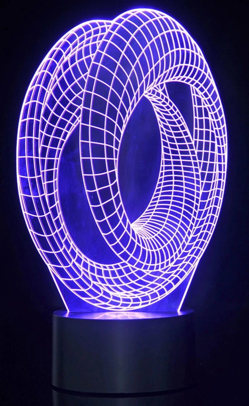 3D illusion lamp glowing in purple, featuring a grid pattern for an eye-catching aesthetic.