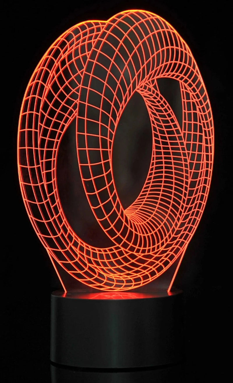 3D illusion lamp in red, showcasing a captivating grid pattern and futuristic design