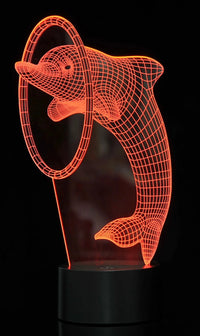 Red LED 3D illusion dolphin night light, adds a playful ambiance to any room.