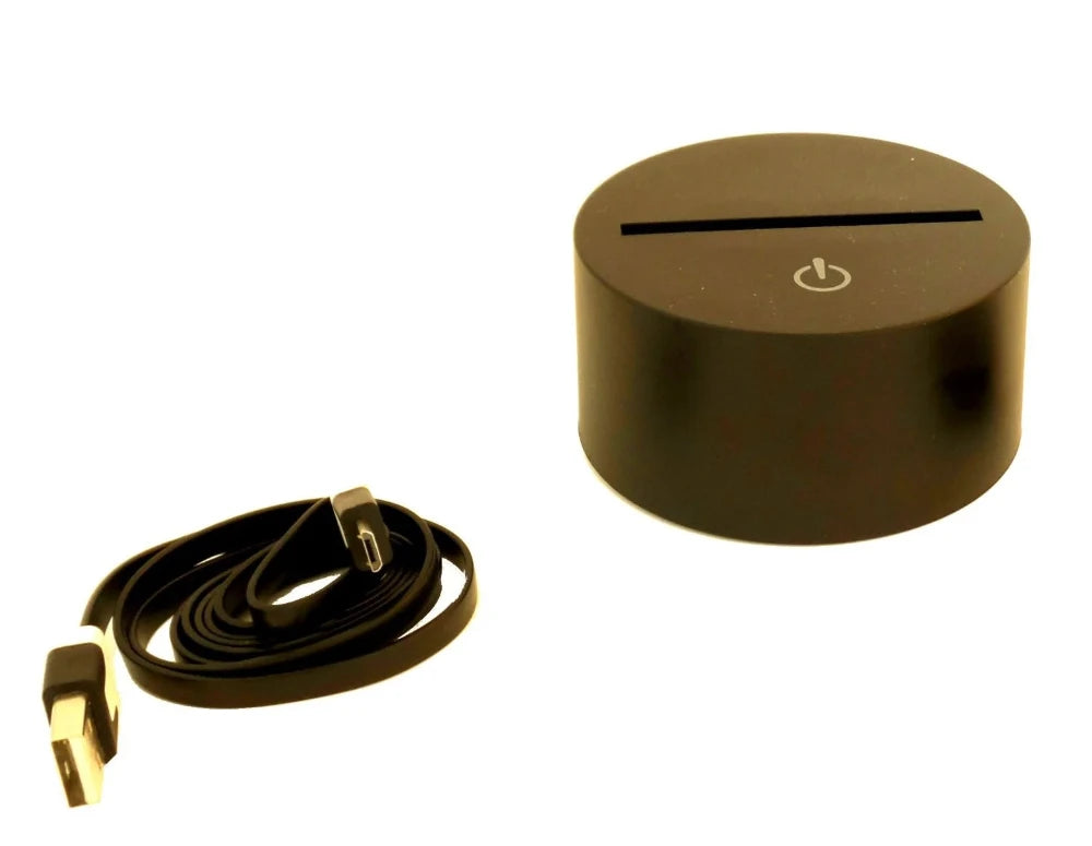 3D night light base with USB power cable, energy-efficient LED base for acrylic displays.