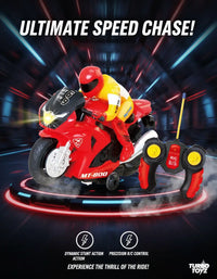 RC Motorcycle Toy – Remote Control Bike with Lights & Sounds (Red)