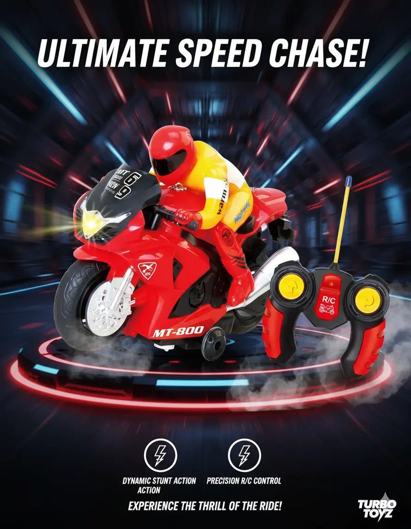 RC Motorcycle Toy – Remote Control Bike with Lights & Sounds (Red)