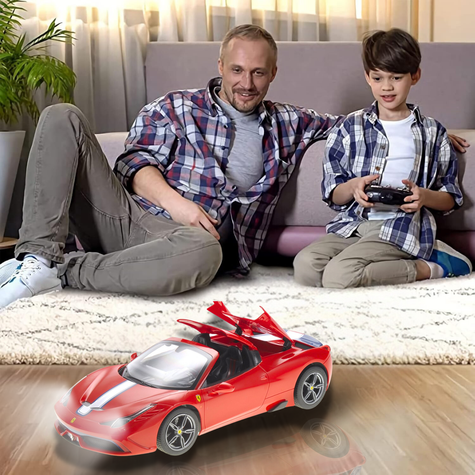 RC Cartoon Car - Lightning Fast 4" Race Car for Toddlers with Lights & Sounds, Red