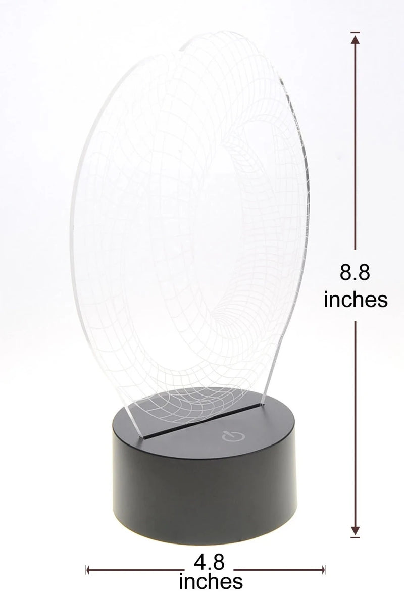 3D illusion lamp with dimensions of 8.8 inches in height and 4.8 inches in width