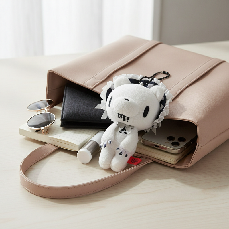 10cm Squeezable Gloomy Bear Mini Lolita Soft Keychain (White)