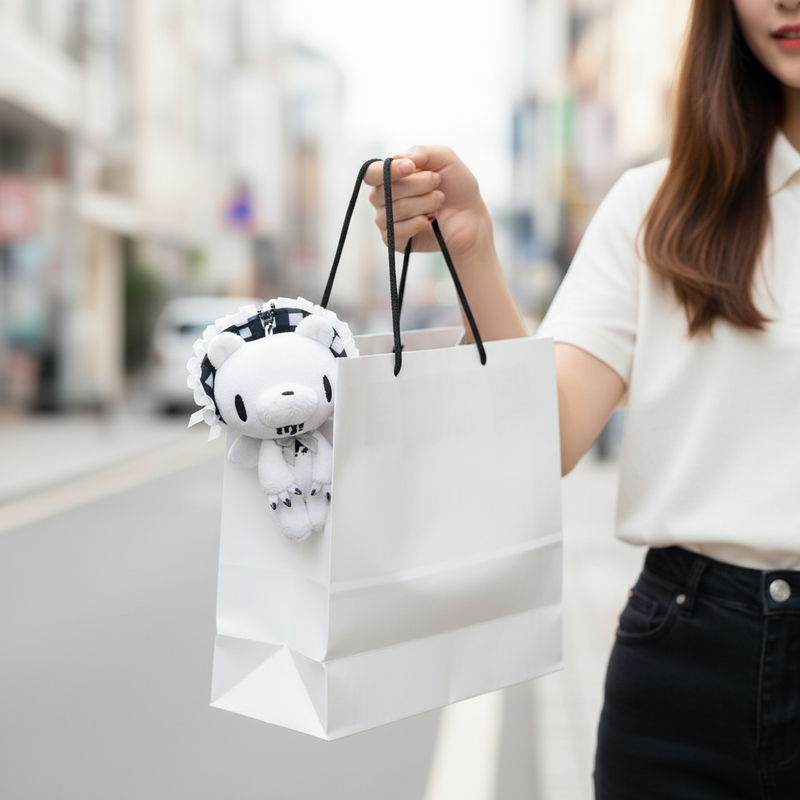 10cm Squeezable Gloomy Bear Mini Lolita Soft Keychain (White)