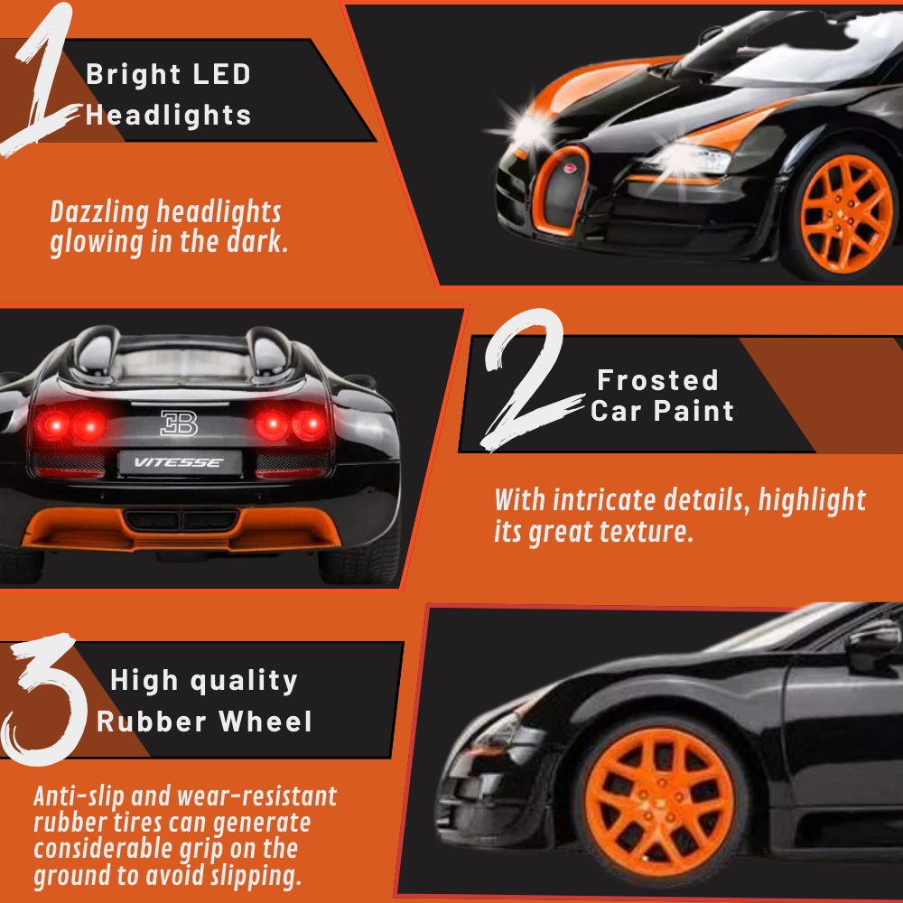 RC Bugatti Veyron Grand Sport Vitesse 1:14 Scale Radio-Controlled Marvel in Black/Orange