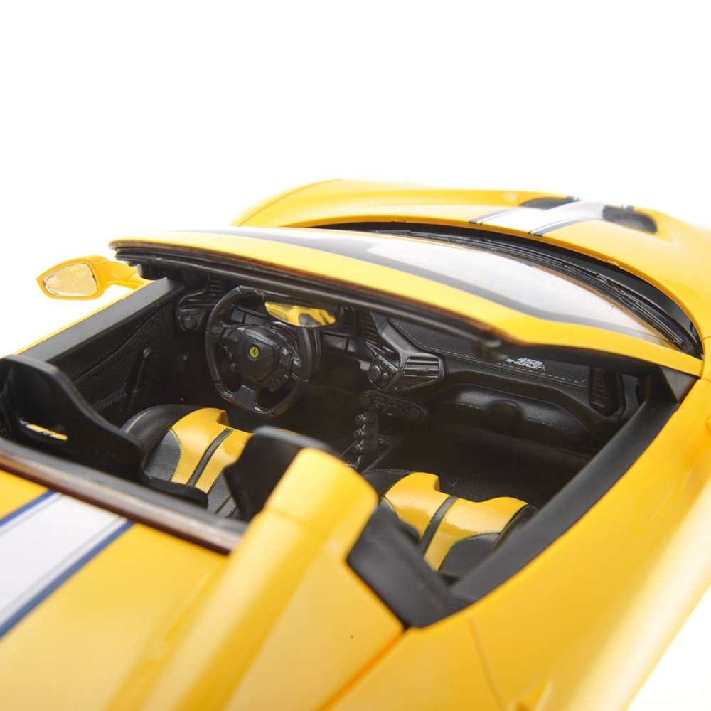 Ferrari 458 RC Car with Working LED Lights, 1:14 Scale, Convertible Roof, Yellow