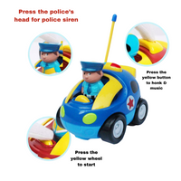 RC Cartoon Car - Fast & Fun 4" Police Car for Toddlers, Blue