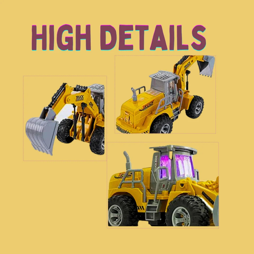 RC Excavator Fun for Kids - 1:30 Scale Remote Control Construction Truck - Bright Yellow