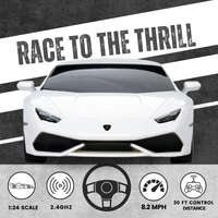 RC Lamborghini Huracan – Full-Function Electric Power, 1:24 Scale Model Car, Sleek White