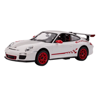 White model car with red accents on a white background