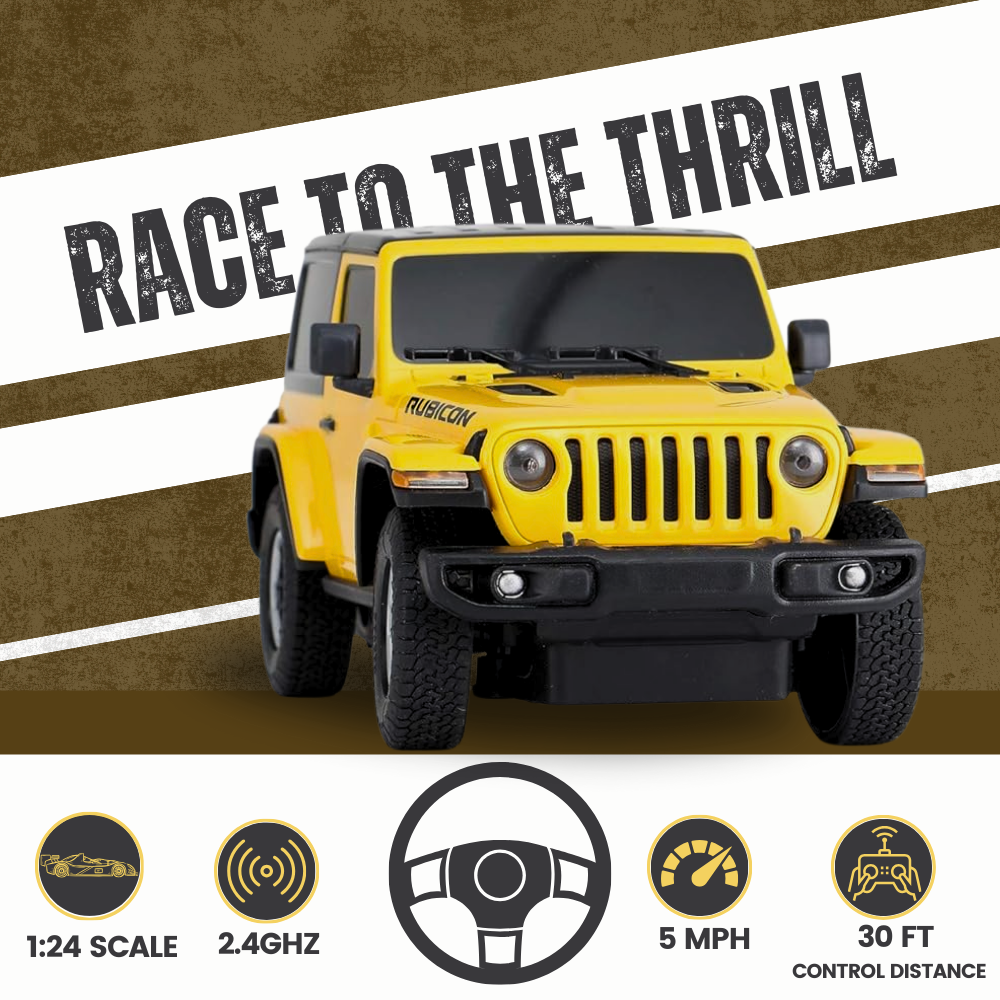 RC Car Jeep Wrangler Rubicon 1:24 Scale Model Yellow – The Ultimate Off-Road Adventure Toy