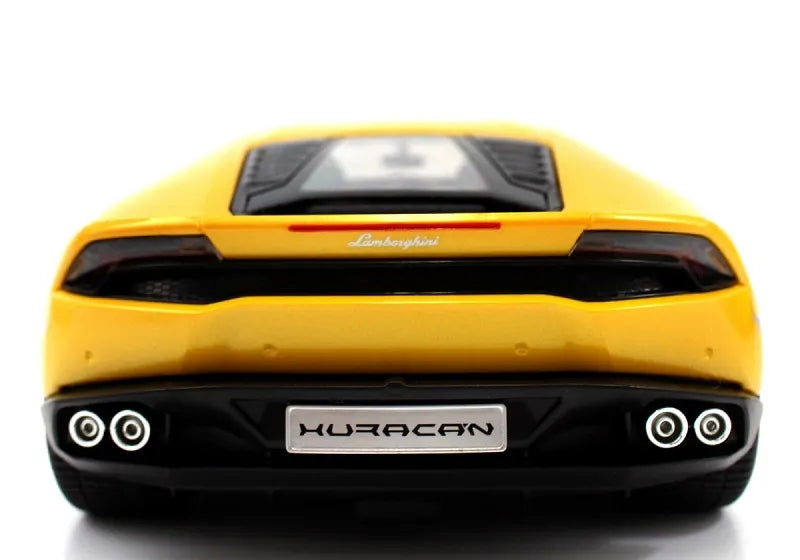 Yellow Lamborghini Huracan model car on a white background