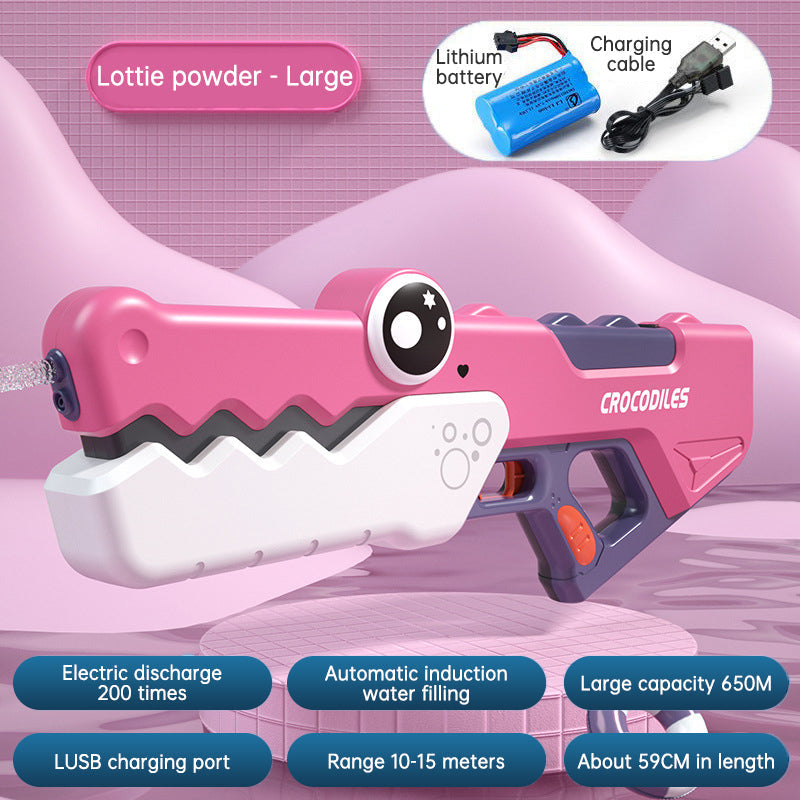 Cute Crocodile Electric Water Gun — Automatic Summer Squirt Toy for Kids