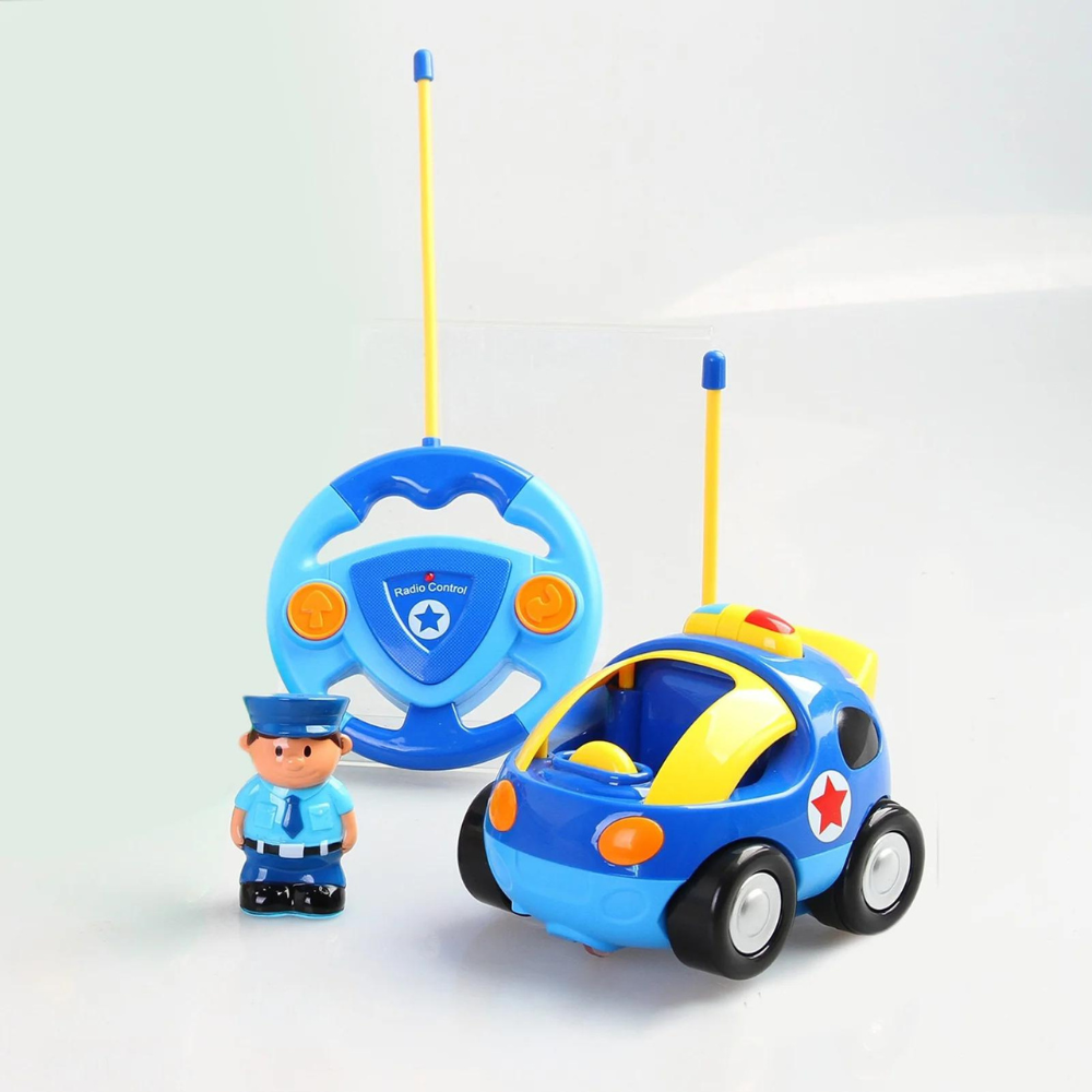 RC Cartoon Car - Fast & Fun 4" Police Car for Toddlers, Blue